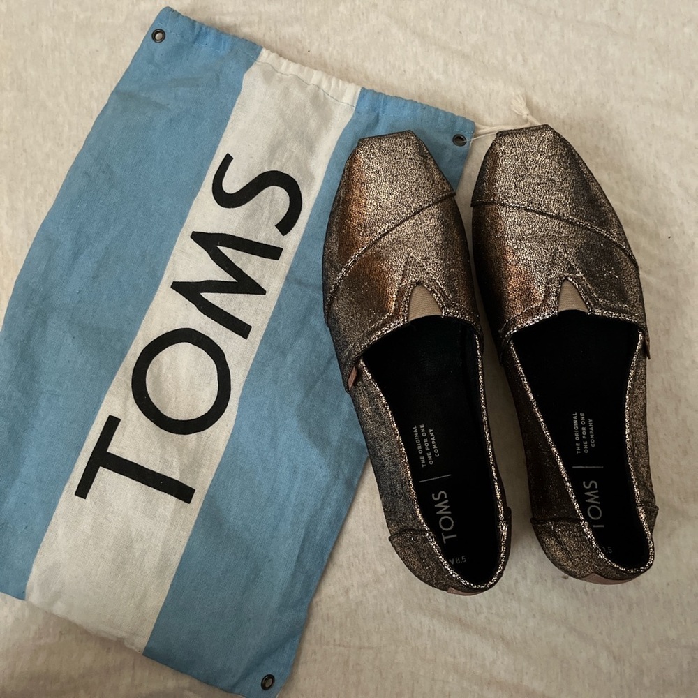 Toms Rose Gold Glitter Shoes